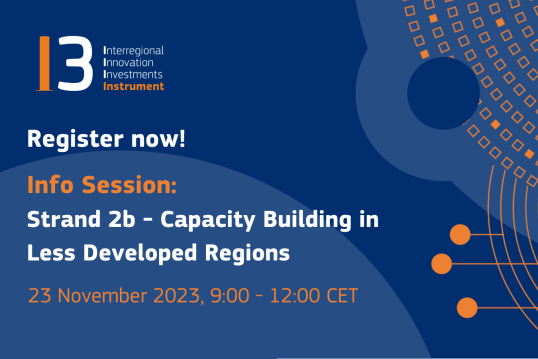 Invitation to register for the I3 info session on capacity building on 23 November 2023 from 9h00 to 12h30