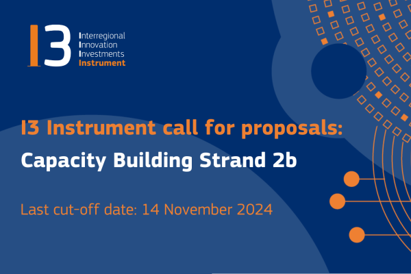I3 Instrument call for proposals: Capacity Building Strand 2b; Last cut-off date: 14 November 2024